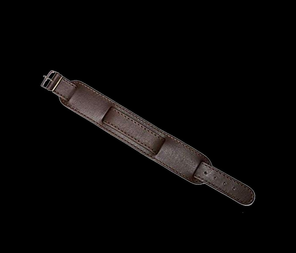 Brown 1950s Pattern 18mm Leather Military Watch Strap with Chrome Buckles