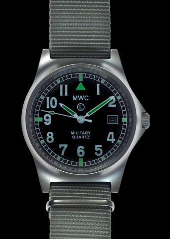 MWC GMT (Dual Time Zone) Stainless Steel Military Watch with Sapphire Crystal and Ceramic Bezel on a Matching Stainless Steel Bracelet