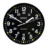 MWC US Military Pattern 12/24 Hour Wall Clock with Silent Sweep Movement (Size 22.5 cm / approx 9