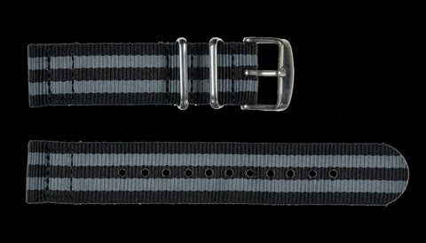 20mm 1970s/80s U.S Pattern Black Military Watch Strap with Black PVD Buckles