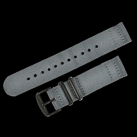 2 Piece Retro Pattern 24mm Canvas Military Watch Strap in Khaki / Ivory  - The Ideal Durable Fabric Strap for Military Watches